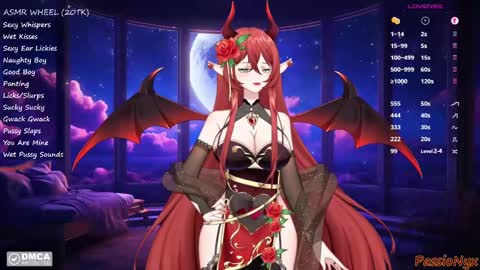Snapshot of passionyx chatting on December 5, 2:42 am Succubus Nyx online show from December 5, 2:42 am